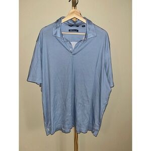 Hart Schaffner Marx Mens XXL Blue Geometric Print Short Sleeve Polo Shirt L